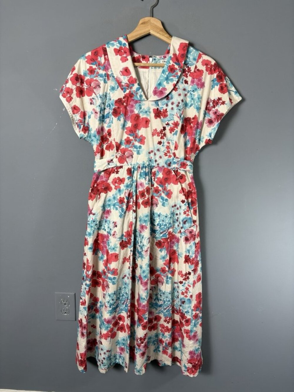 J. PETERMAN Womens Size 8 Floral Print Cotton Midi Dress Spring Summer